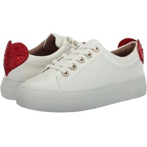 BETSEY JOHNSON Jaxxon White Red Heart Shaped Sequin Sneakers Love - worn once